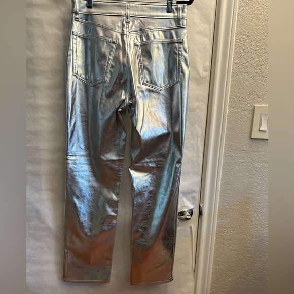 Silver metallic 5 pocket shiny silver faux leather jean Gap NWT Sz-6R (28). H17 - Picture 10 of 16